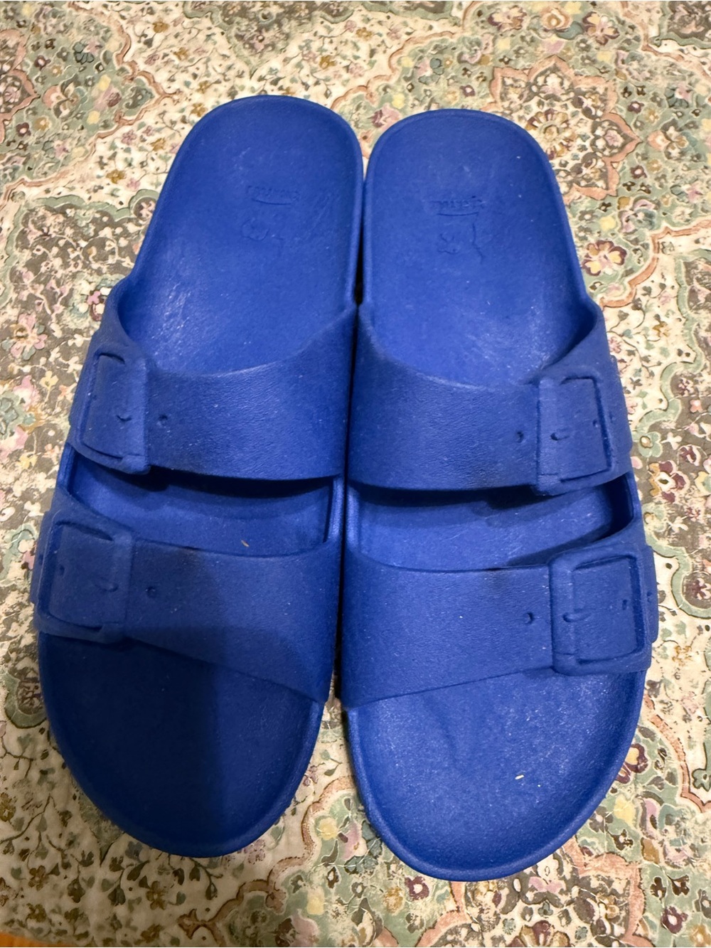 Cacatoes scented Double Buckle Slide Sandals - Blue
